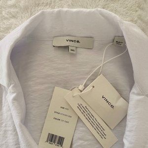 White cotton sateen shirt dress by Vince